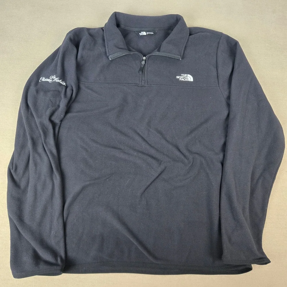 The North Face Mens Black Fleece 1/4 Zip Pullover Chateau Ste Michelle Large